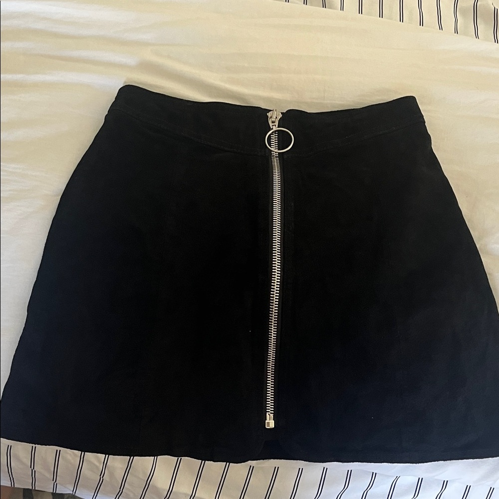 Zara Black Mini Skirt with Front Zip